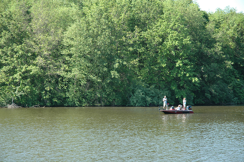 people fishing on a lake